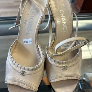 Chanel Beige Heeled Sandals